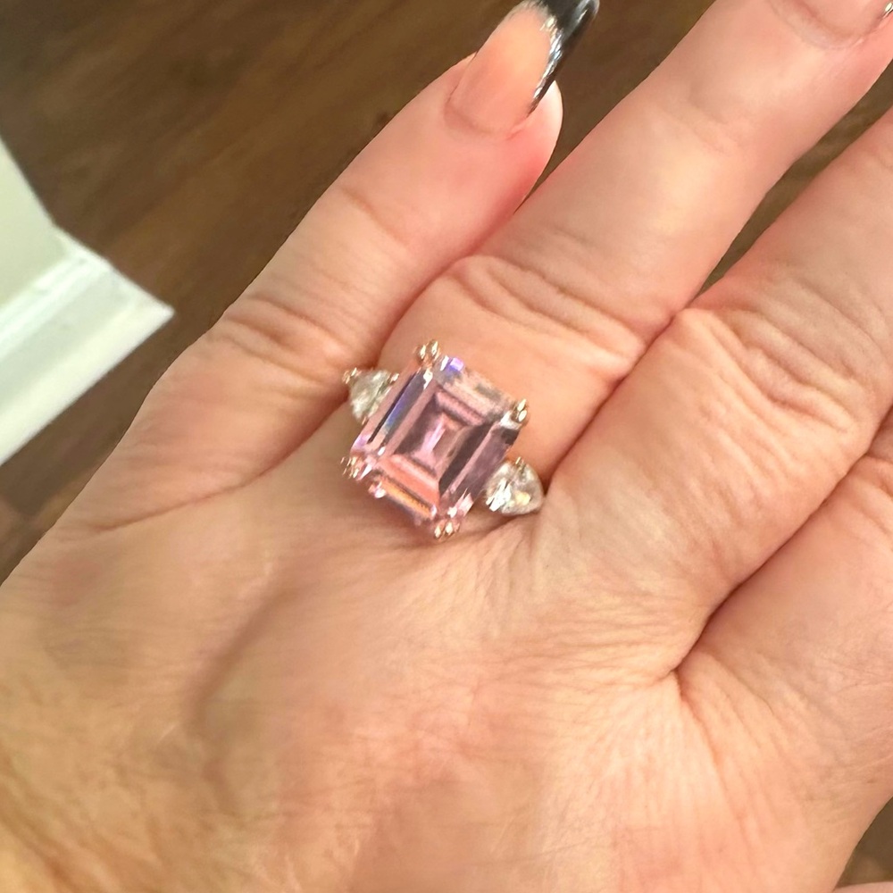 PINK SAPPHIRE SIZE 12, 925 sterling silver, plated ring with rose gold.